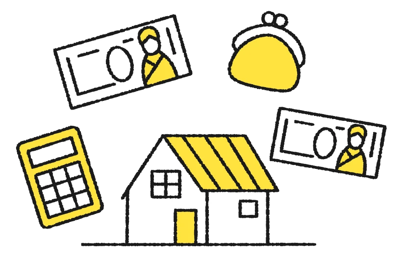 不動産を再販売する一般的な不動産会社のビジネスモデルを表すイラスト